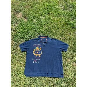 Polo Ralph Lauren Indigo USNC Dragon Mens 3XB Big Embroidered Distressed